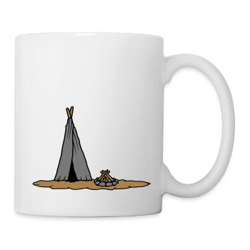 Conception de tente primitive de feu de camp - Mug blanc - blanc - Droite