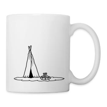 Camping Feu de camp tente primitive - Mug blanc - blanc - Droite