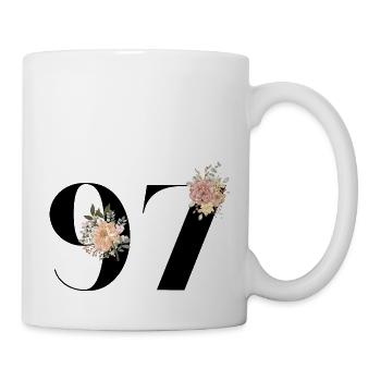 97e anniversaire fleuris (Cadeau de 97 ans) - Mug blanc - blanc - Droite