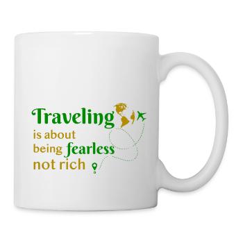 Reisen travel mutig reich geld Reiselust Urlaub - Tasse - Weiß - Rechts