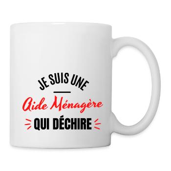 JE SUIS UNE AIDE MENAGERE QUI DECHIRE - Mug blanc - blanc - Droite