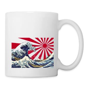 Land of the Rising Sun Japanese Hokusai Wave Art - Mug - white - Right