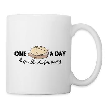 One Leberkassemmel a day keeps the doctor away - Tasse - Weiß - Rechts