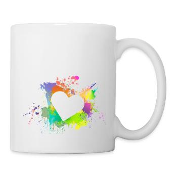 Herz Bunt - Tasse - Weiß - Rechts
