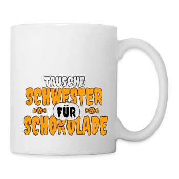 Halloween lustig Schwester Witz Kinder Geschwister - Tasse - Weiß - Rechts