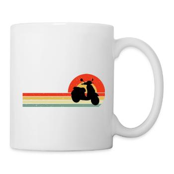 Roller Fahrer Roller Motorrad Vintage Retro - Tasse - Weiß - Rechts