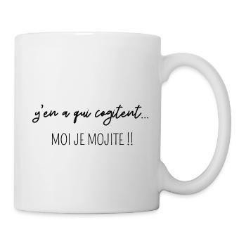 Y'en a qui cogitent moi je mijote- humour - Mug blanc - blanc - Droite