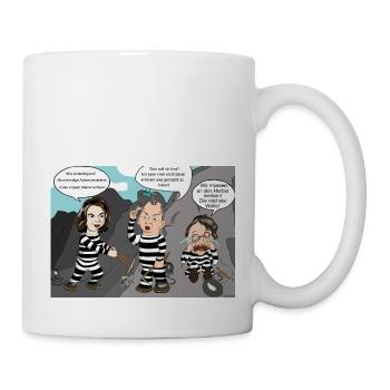 Baerbock, Scholz und Lauterbach im Steinbruch - Tasse - Weiß - Rechts