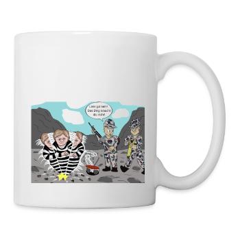 Steinbruch 2_Angela Merkel bei der Arbeit - Tasse - Weiß - Rechts