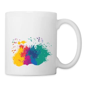 Farbkleckse Kleckse Farbspritzer Maler Geschenk - Tasse - Weiß - Rechts