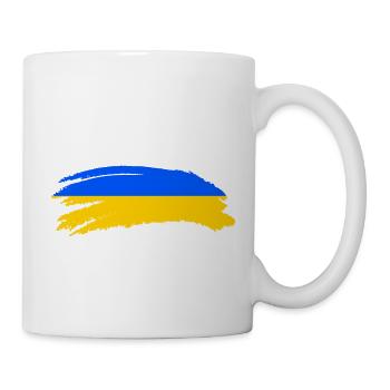 Ukraine Flagge Wappen - Tasse - Weiß - Rechts