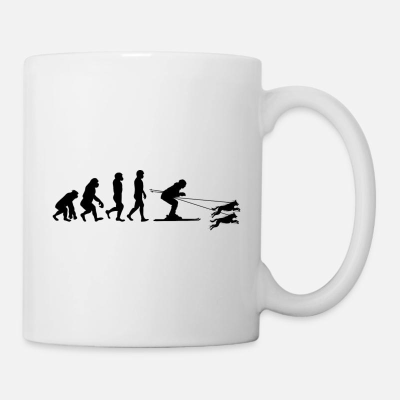 Hund Skijöring Skifahren Wintersport Evolution - Tasse - Weiß