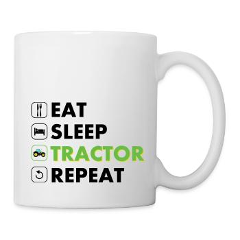 Tracteur manger dormir répéter noir - Mug blanc - blanc - Droite