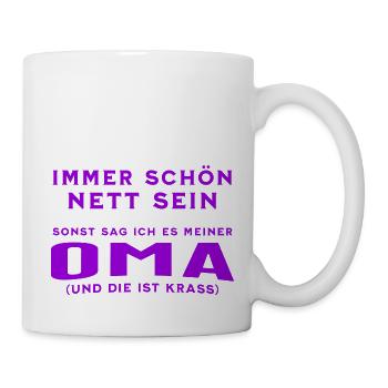 Oma ist Krass - Lustiges Shirt - Baby Kleidung - Tasse - Weiß - Rechts