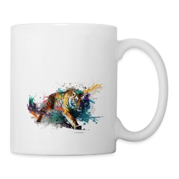 Tiger Splash Grunge Colorful Animal Predator Art - Mug blanc - blanc - Droite