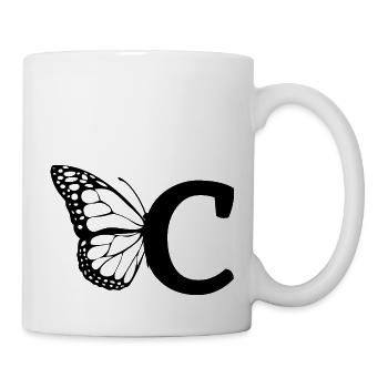 Buchstabe C Schmetterling - Tasse - Weiß - Rechts