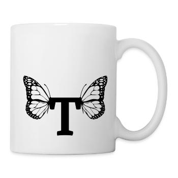 letter t butterfly - Mug - white - Right