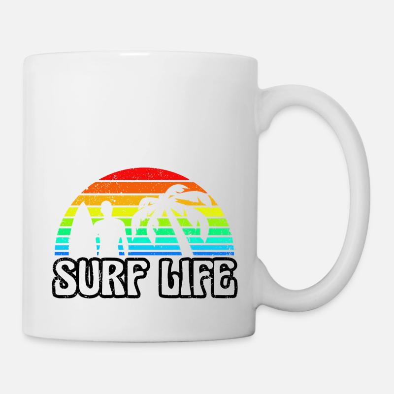 Vintage Sunset Surf Life - Tasse - Weiß