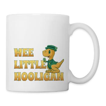 Wee Lil Hooligan loves Dinosaur St Patrick Day - Mug - white - Right