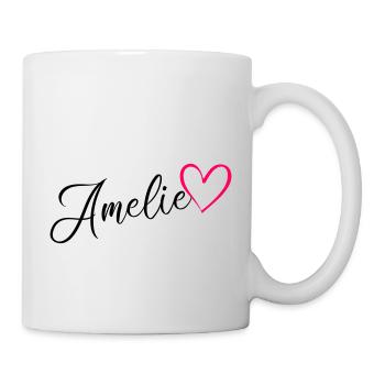 Amelie Last name First name Heart pink - Mug - white - Right
