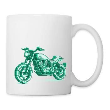 Retro Motorrad in 8 Bit in der Farbe grün - Tasse - Weiß - Rechts
