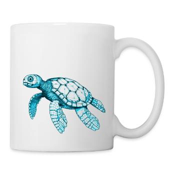 Beautiful sea turtle in blue - Mug - white - Right