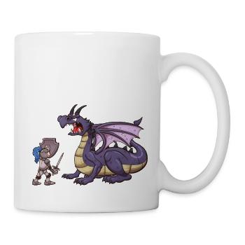 Ritter VS Drache - Tasse - Weiß - Rechts