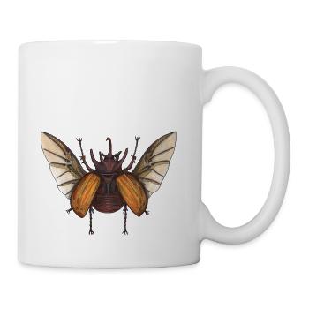 Großer Käferhirsch - riesiges braunes Käferkitz - Tasse - Weiß - Rechts
