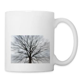 Silhouette eines kahlen Baumes mit runder Baumkrone - Tasse - Weiß - Rechts