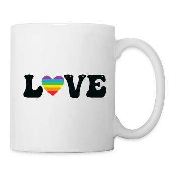 Love Regenbogen Herz - Tasse - Weiß - Rechts