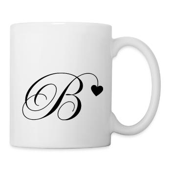 Lettre b calligraphie cœur - Mug blanc - blanc - Droite