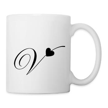 Letter v Heart Calligraphy - Mug - white - Right