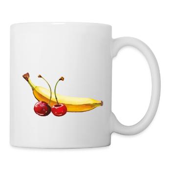 banane kirschen - Tasse - Weiß - Rechts