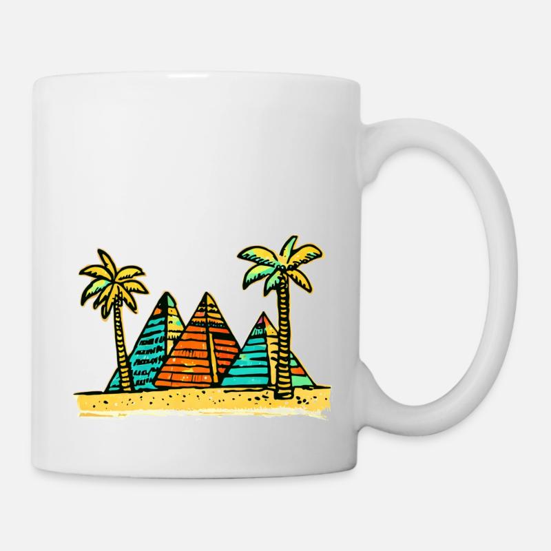 Vibes der Wüste: Pyramiden und Palmen - Tasse - Weiß