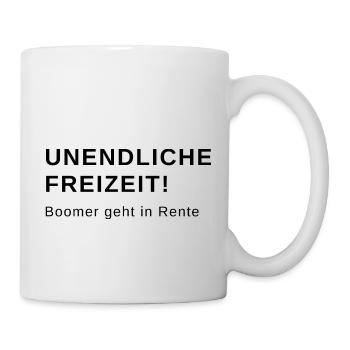 Unendliche Freizeit, Boomer geht in Rente - Tasse - Weiß - Rechts