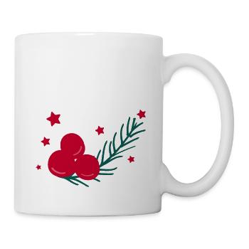 Feuille de houx de Noël aux baies - Mug blanc - blanc - Droite