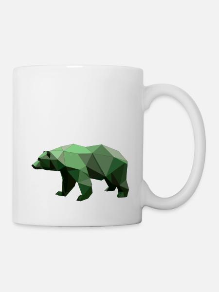 Bär Polygon Wandern Bäume Tier Wildnis Natur Grün - Tasse - Weiß