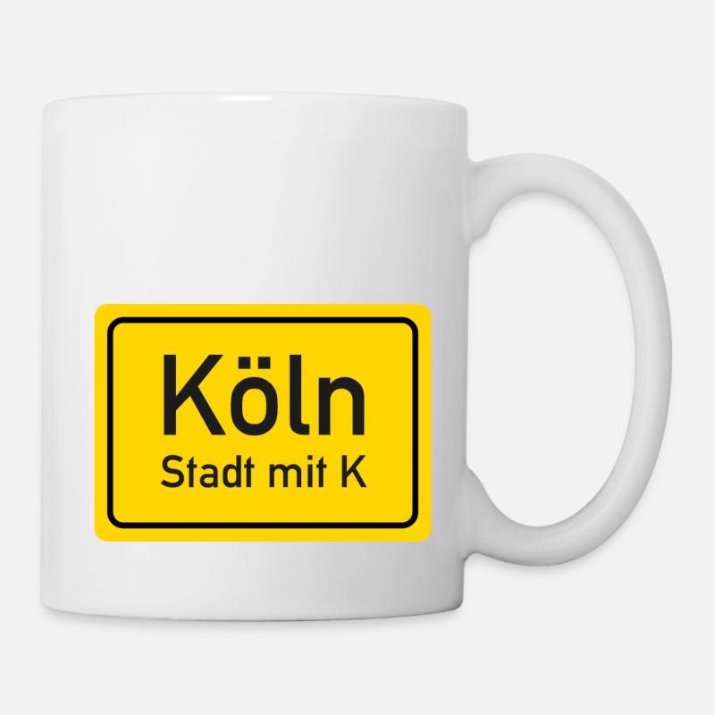 Kölner Ortsschild Deutschland - Tasse - Weiß