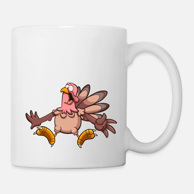 Scared Cartoon Turkey - Mug - white