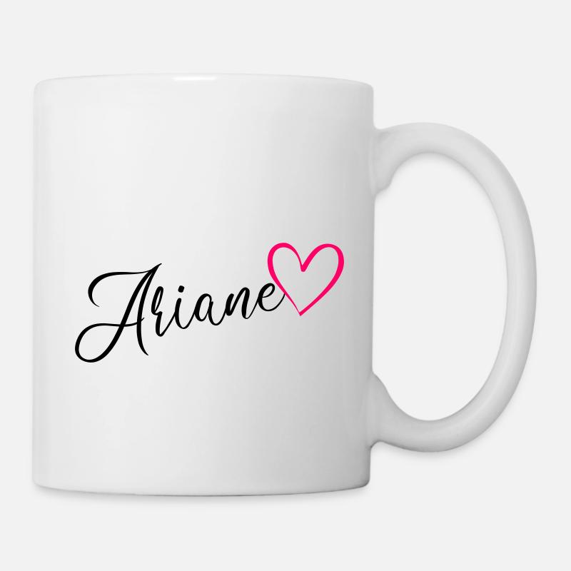 Ariane Nom Prénom Coeur rose - Mug blanc - blanc