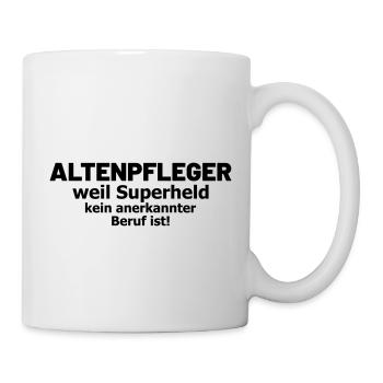Altenpfleger Spruch Superheld - Tasse - Weiß - Rechts