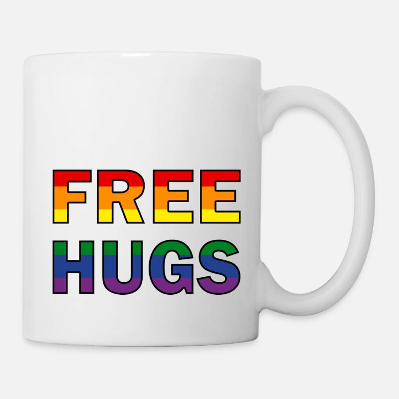 Free Hugs Regenbogenfahne - Tasse - Weiß