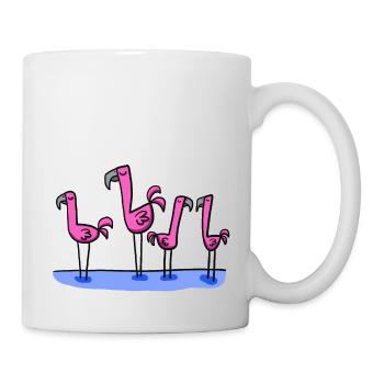 vier Flamingos - Tasse - Weiß - Rechts