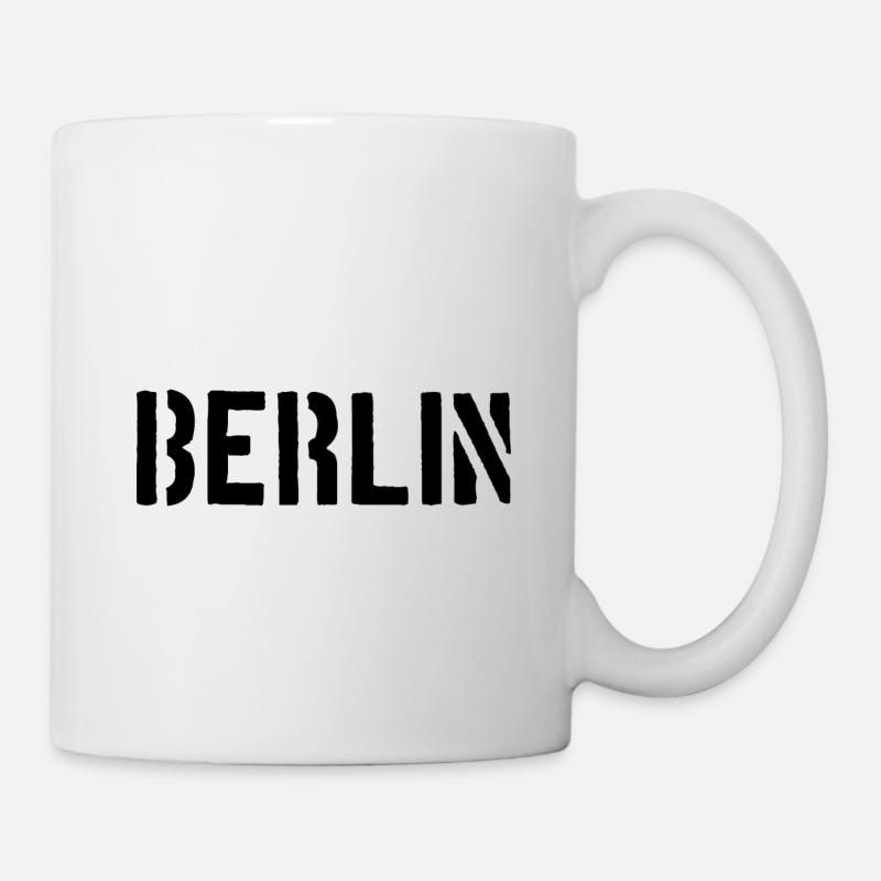 Berlin Slogan - Brandenburger Tor - Alexanderplatz - Tasse - Weiß