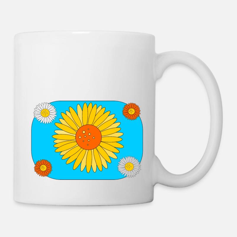 Gerbera on turquoise - Mug - white