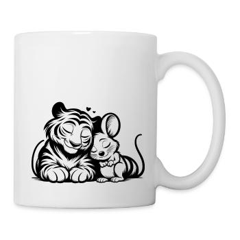 Câlin Tigre Et Souris Amoureux - Mug blanc - blanc - Droite