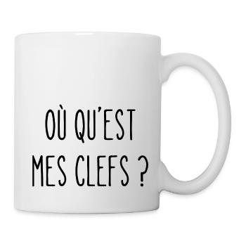 où qu'est mes clefs ? - Mug blanc - blanc - Droite