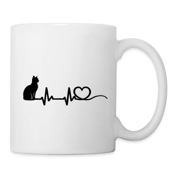 Heartbeat Herz mit Katze - Tasse - Weiß - Rechts