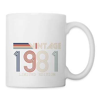 Jahrgang 1981 Jubiläumsgeschenk - Jahrgang 1981 - Tasse - Weiß - Rechts