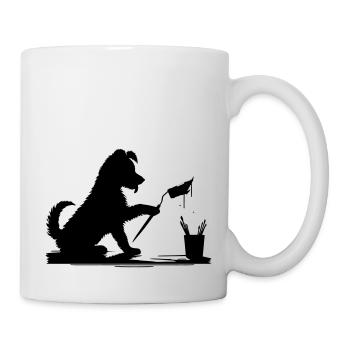 A dog brings color to the greyest day - Mug - white - Right